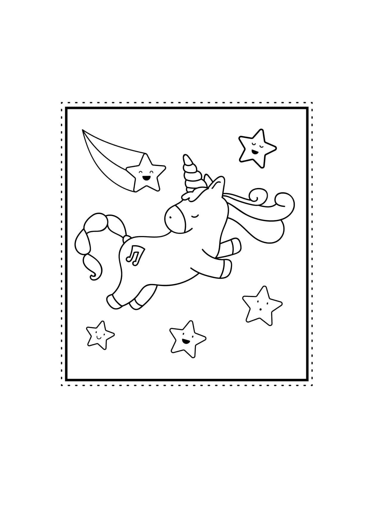 Stars And Unicorn Coloring Picture