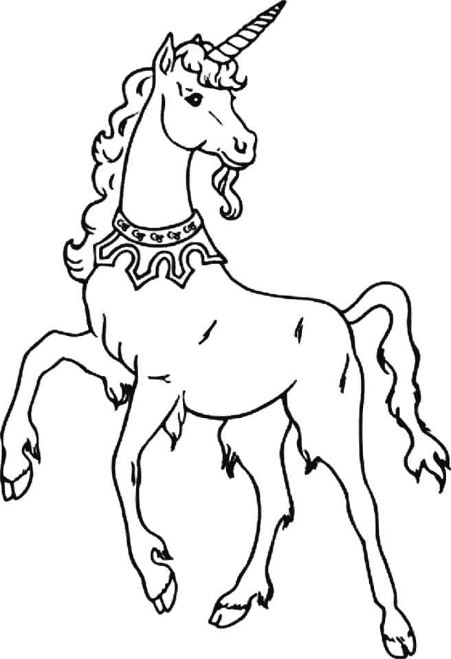 Long Horned Unicorn Coloring Picture