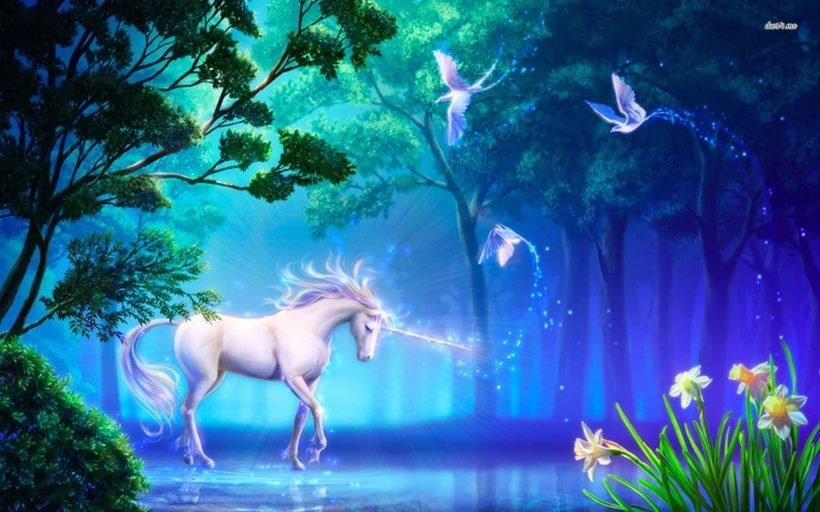 Take a trip to the mythical land of unicorns with this majestic desktop background Wallpaper