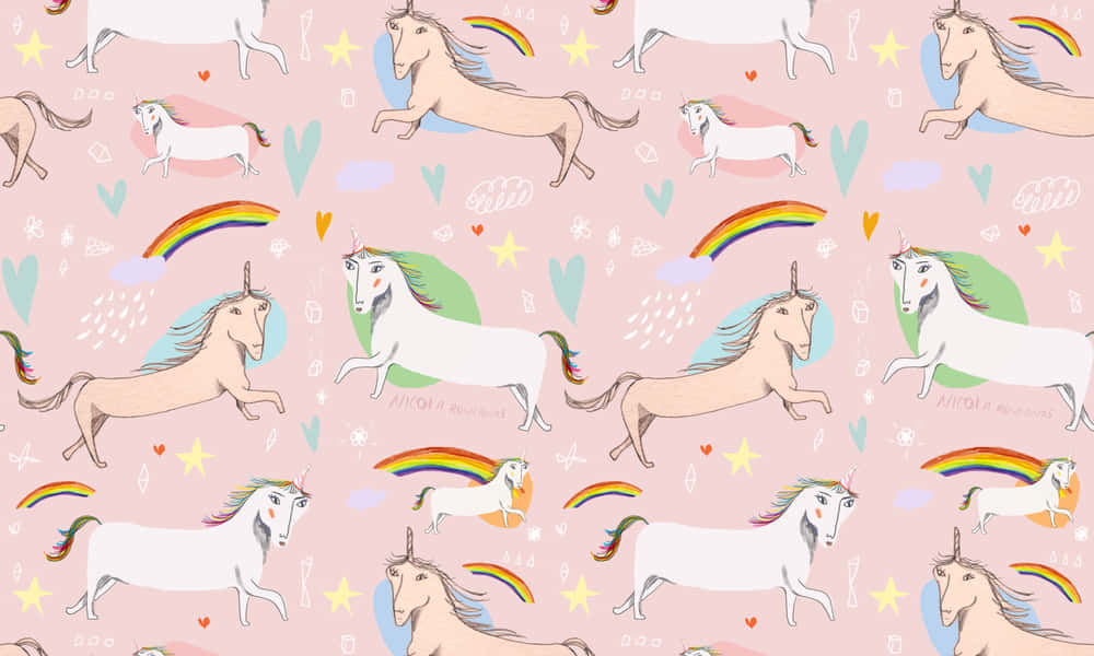 A Bright and Colorful Desktop Wallpaper Featuring A Magical Unicorn Wallpaper