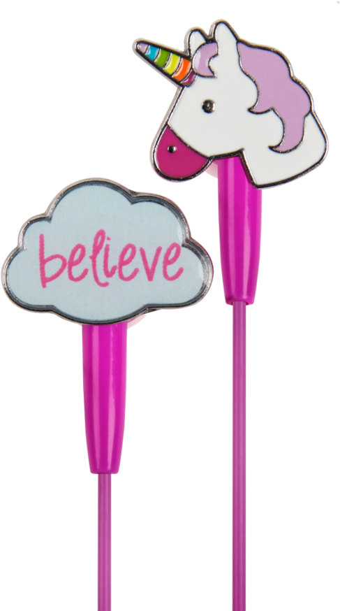 Unicorn Earbuds Pink Background PNG