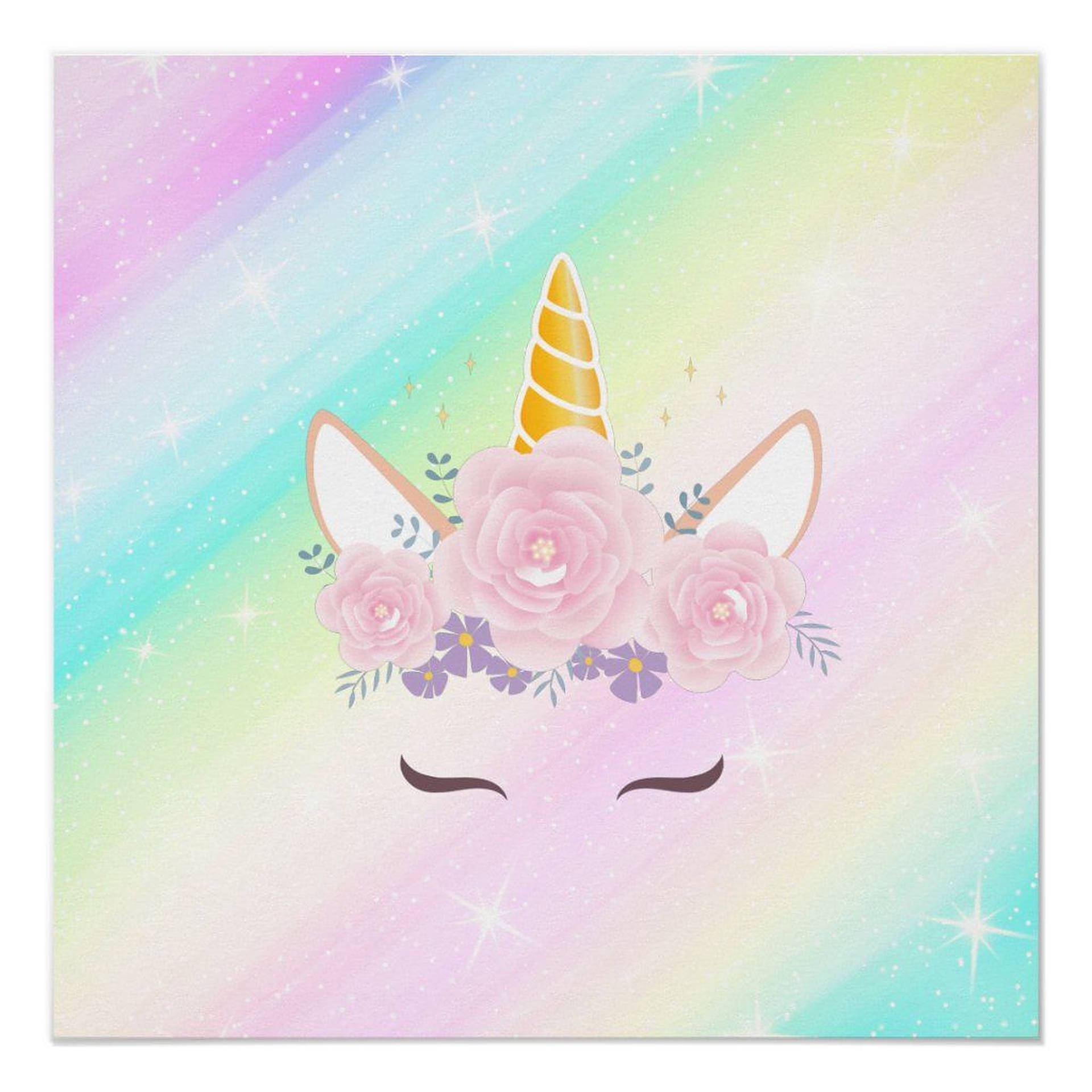 Unicorn Face With Pastel Rainbow Wallpaper