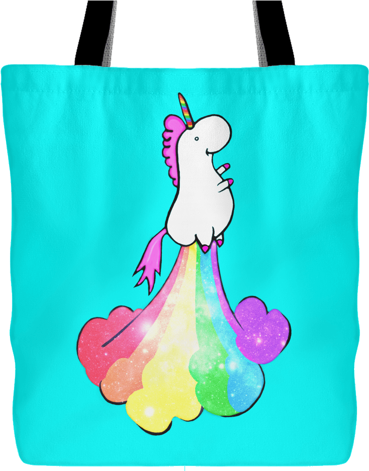 Unicorn Fart Rainbow Tote Bag PNG