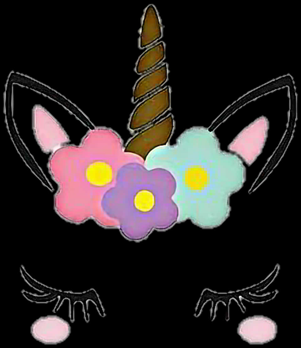 Unicorn Floral Fantasy Illustration PNG