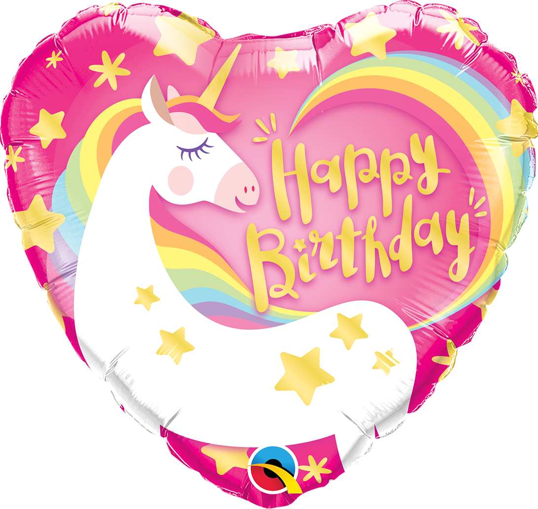 Unicorn Happy Birthday Balloon PNG