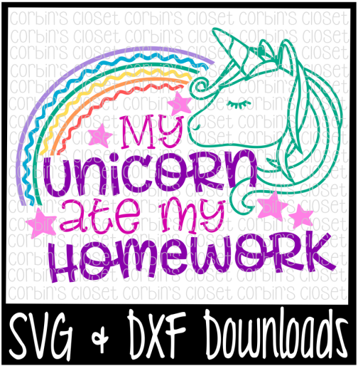 Unicorn Homework Excuse Graphic PNG