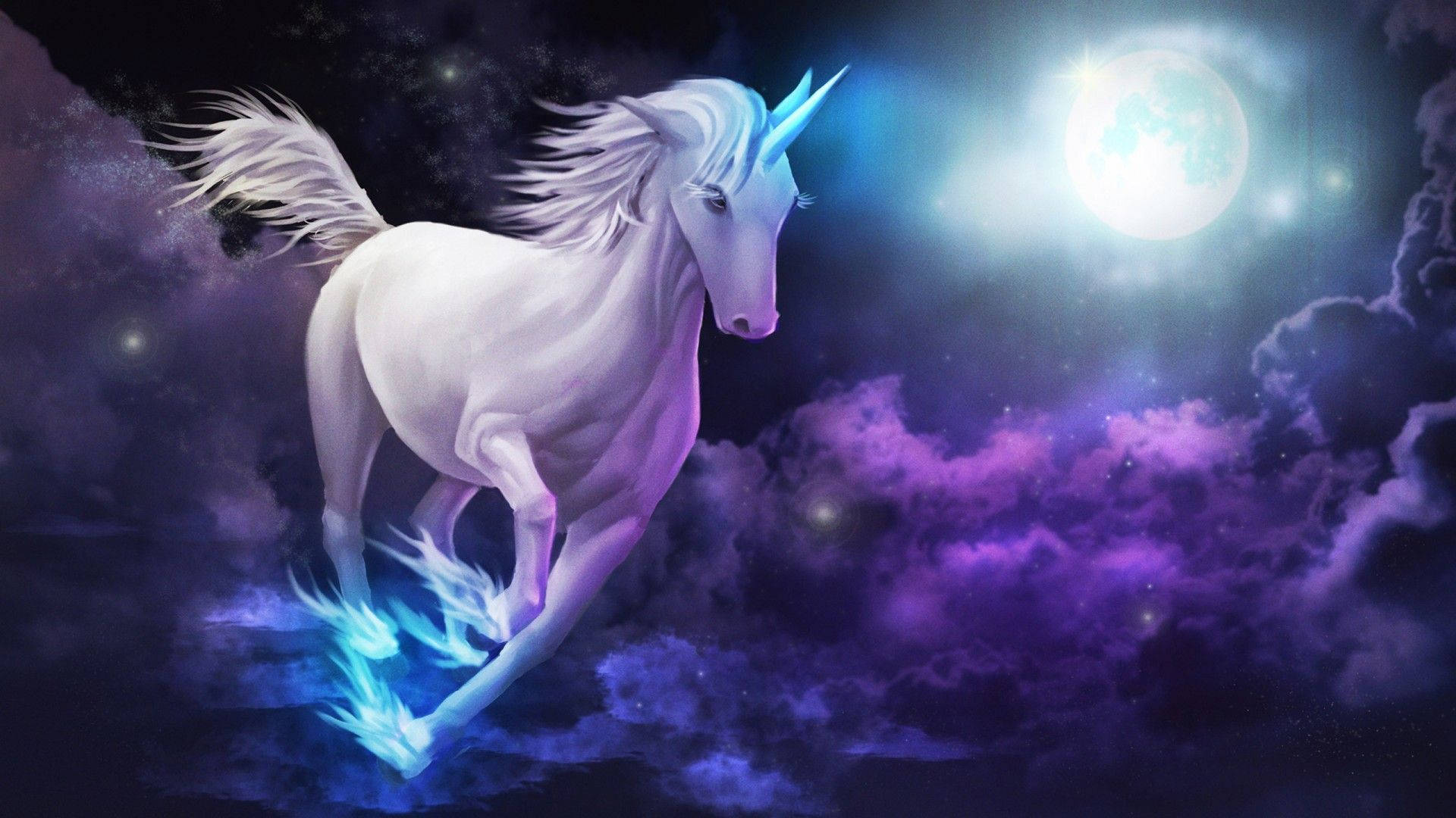Magical Unicorn Soaring in the Sky Wallpaper