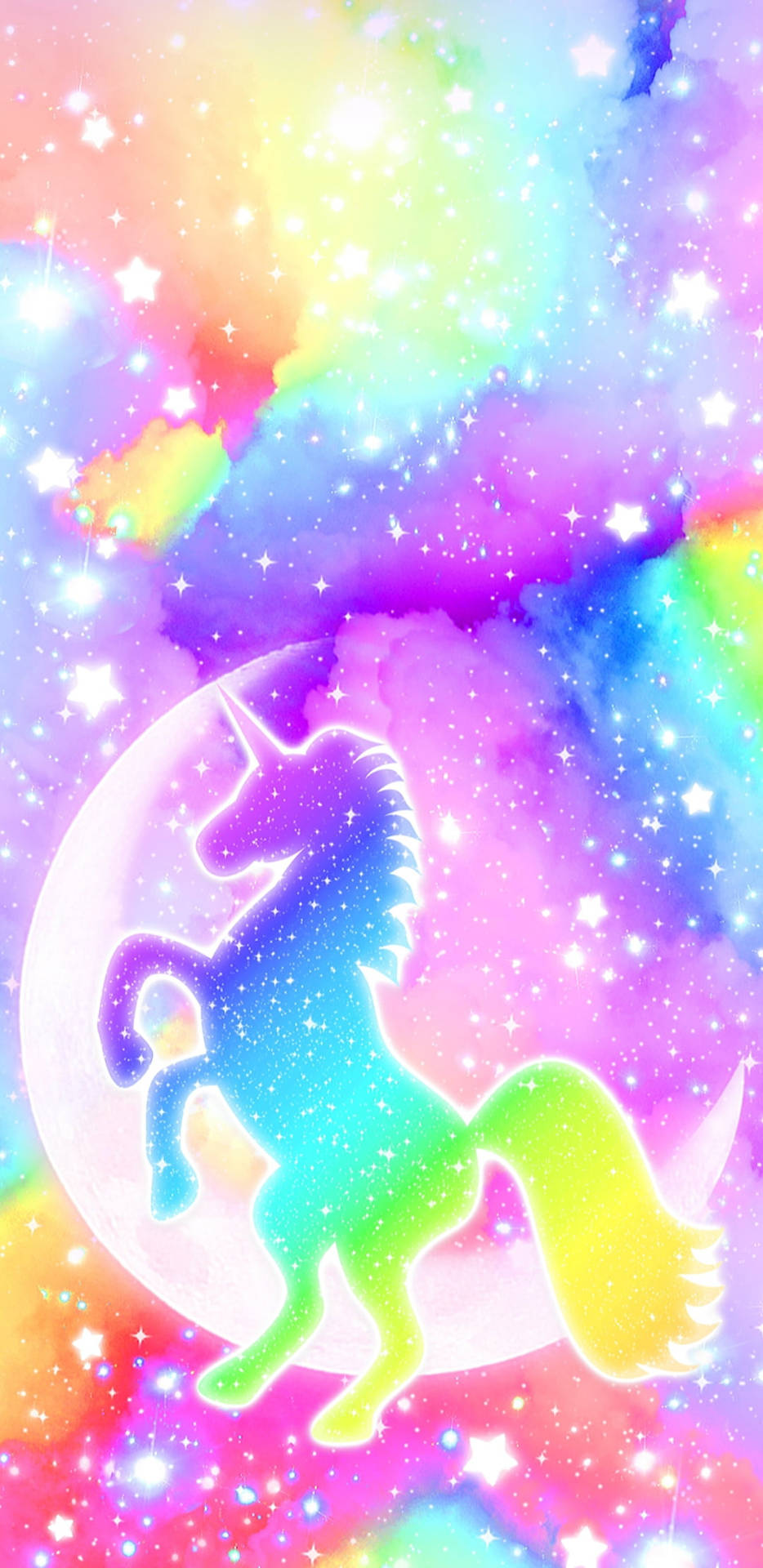 Unicorn On Rainbow Galaxy Background