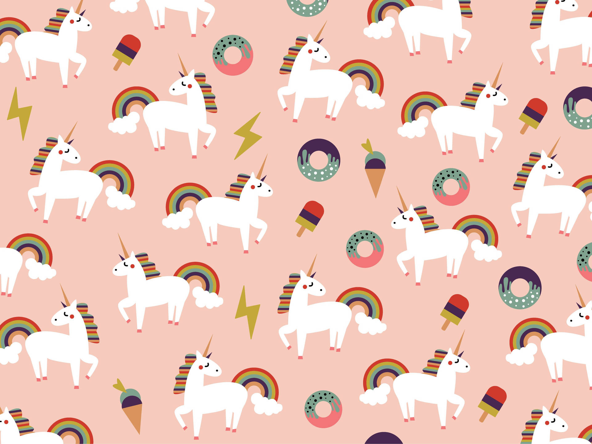 Modern and Fun Unicorn Patterns Design Wallpaper
