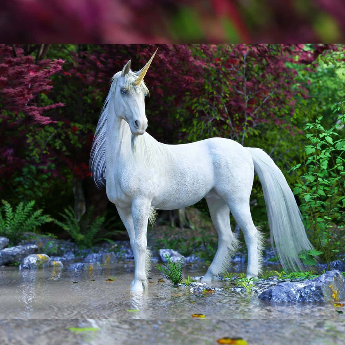 Imagende Un Unicornio Parado En Un Jardín