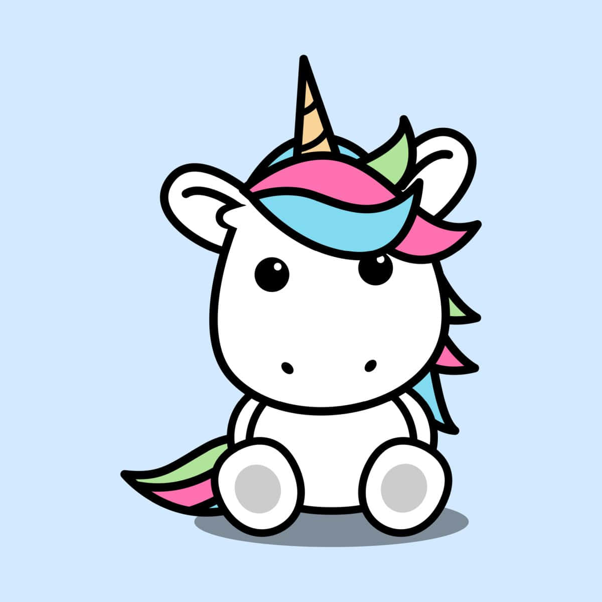 Seated Tiny Cartoon Unicorn Picture
