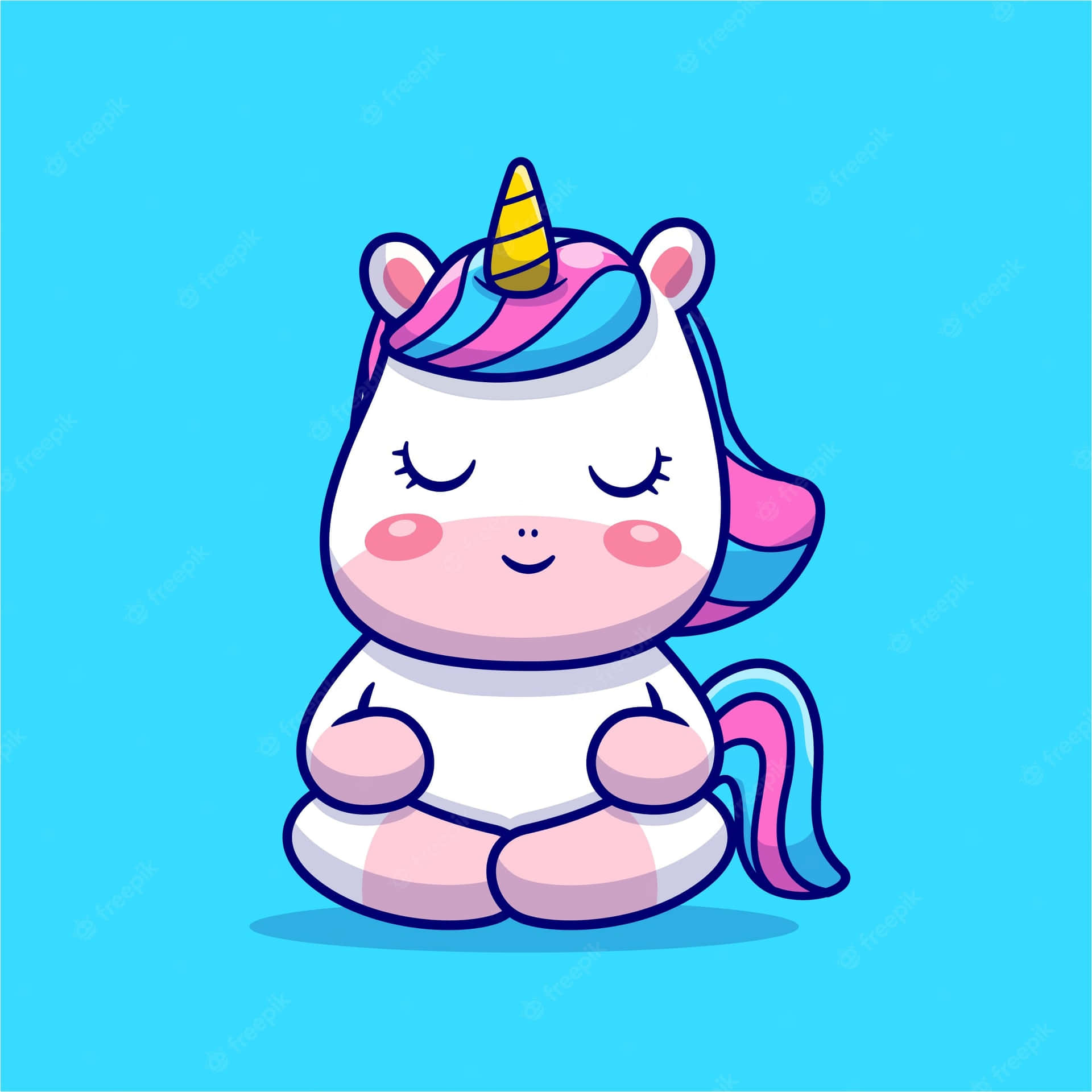Cartoon Unicorn Meditating Picture