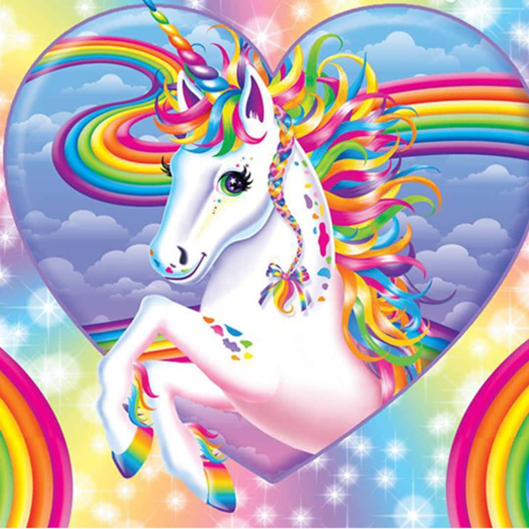 En unicorn fra Lisa Frank-billede.
