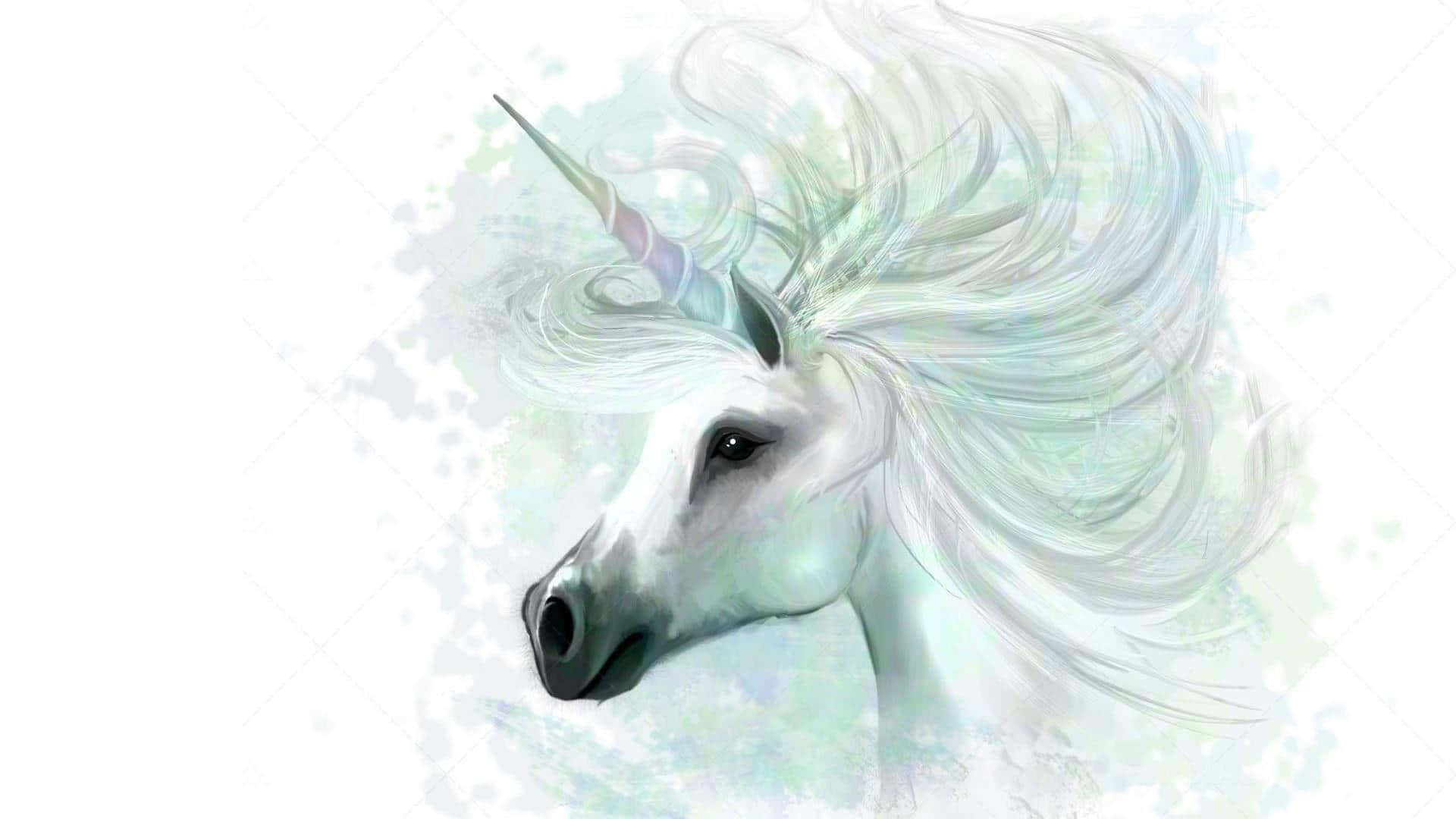 Majestætisk Hvid Unicorn Hodepude Billede Wallpaper