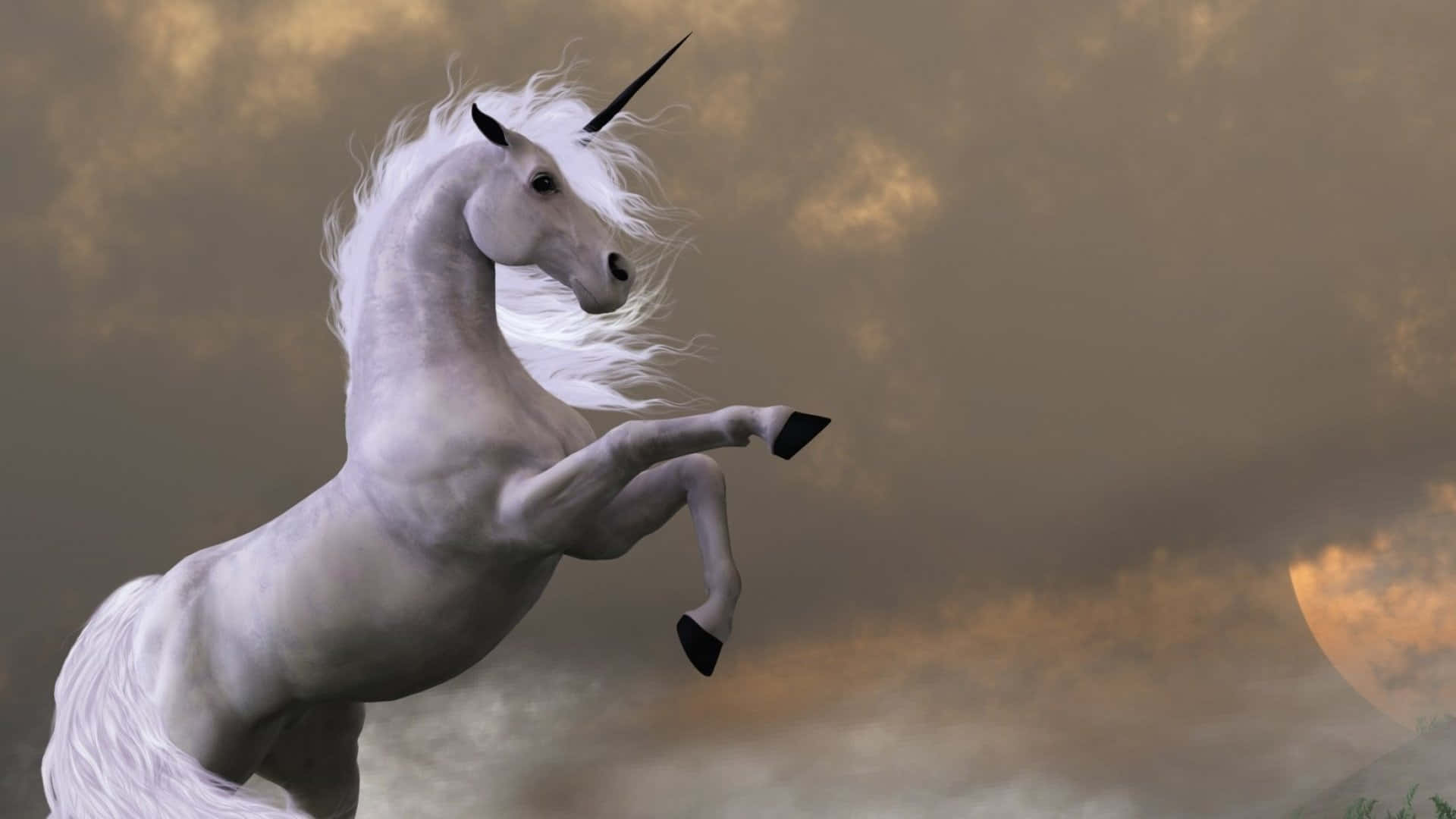 Immaginedi Un Unicorno Sotto Un Cielo Tempestoso
