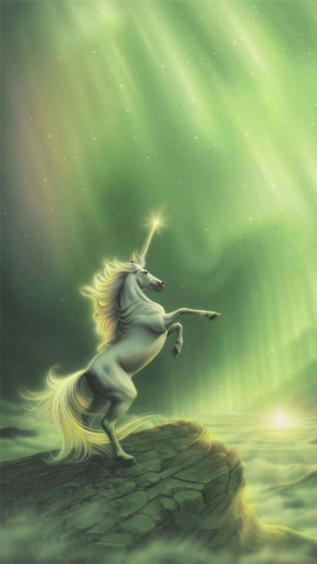 Immaginedi Un Maestoso Unicorno Verde