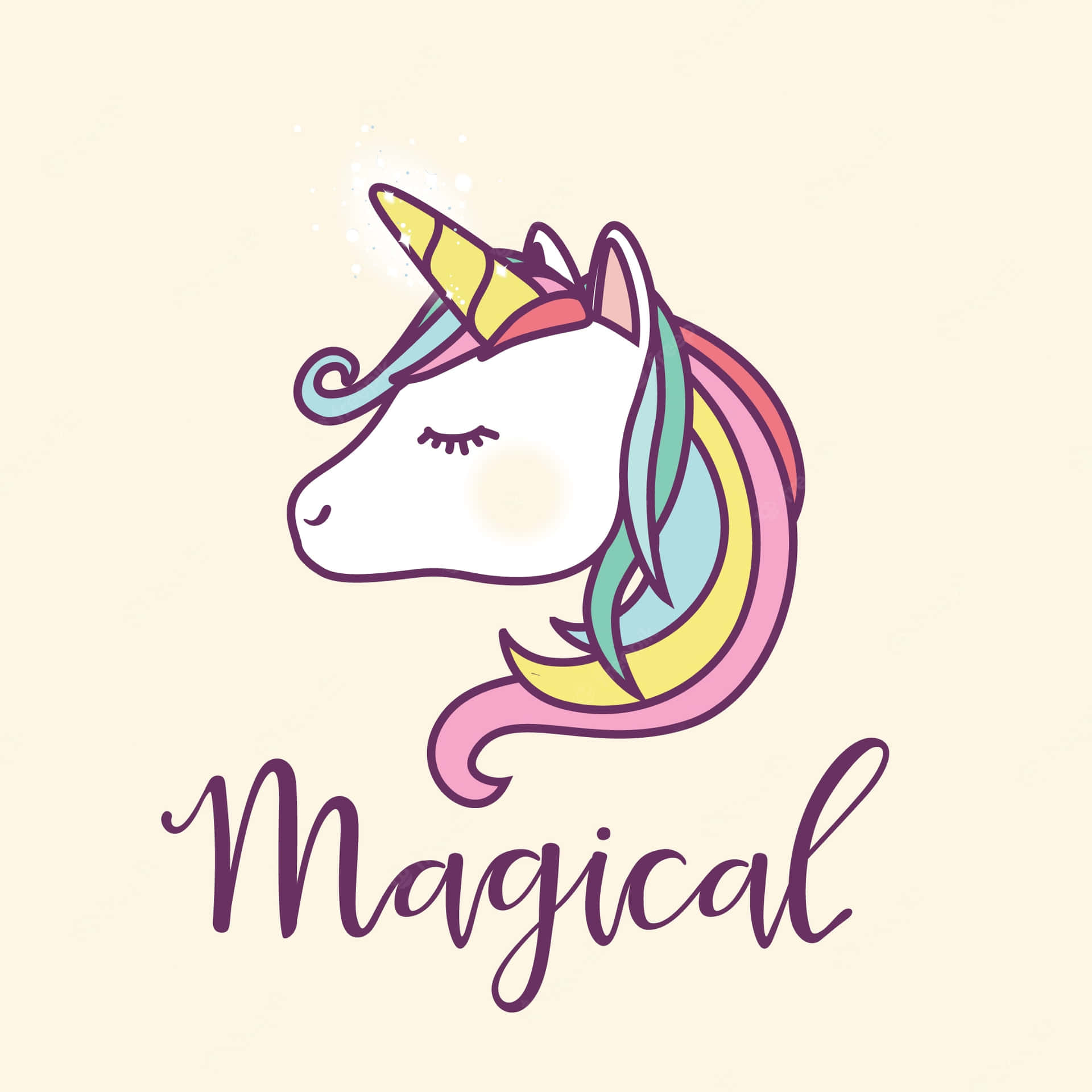 Magisk Unicorn Hoved Logo Billede Tapet