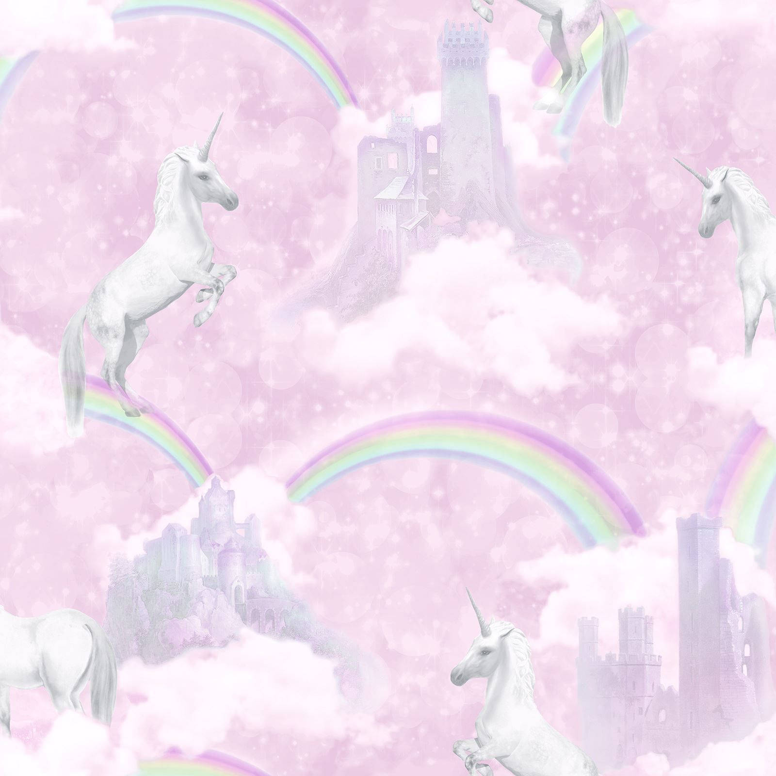 Magical Unicorn enjoying a quiet moment on a prismatic backdrop Wallpaper