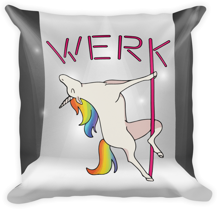 Unicorn Pole Dance Cushion Design PNG