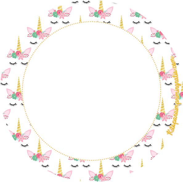 Unicorn Themed Circle Frame PNG