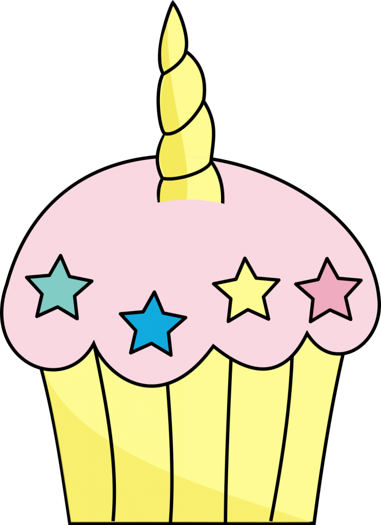 Unicorn Themed Cupcake Illustration PNG