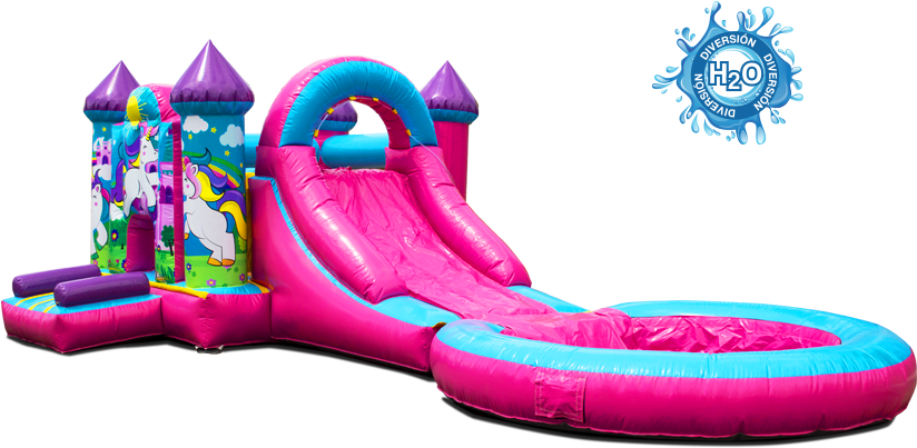 Unicorn Themed Inflatable Water Slide PNG