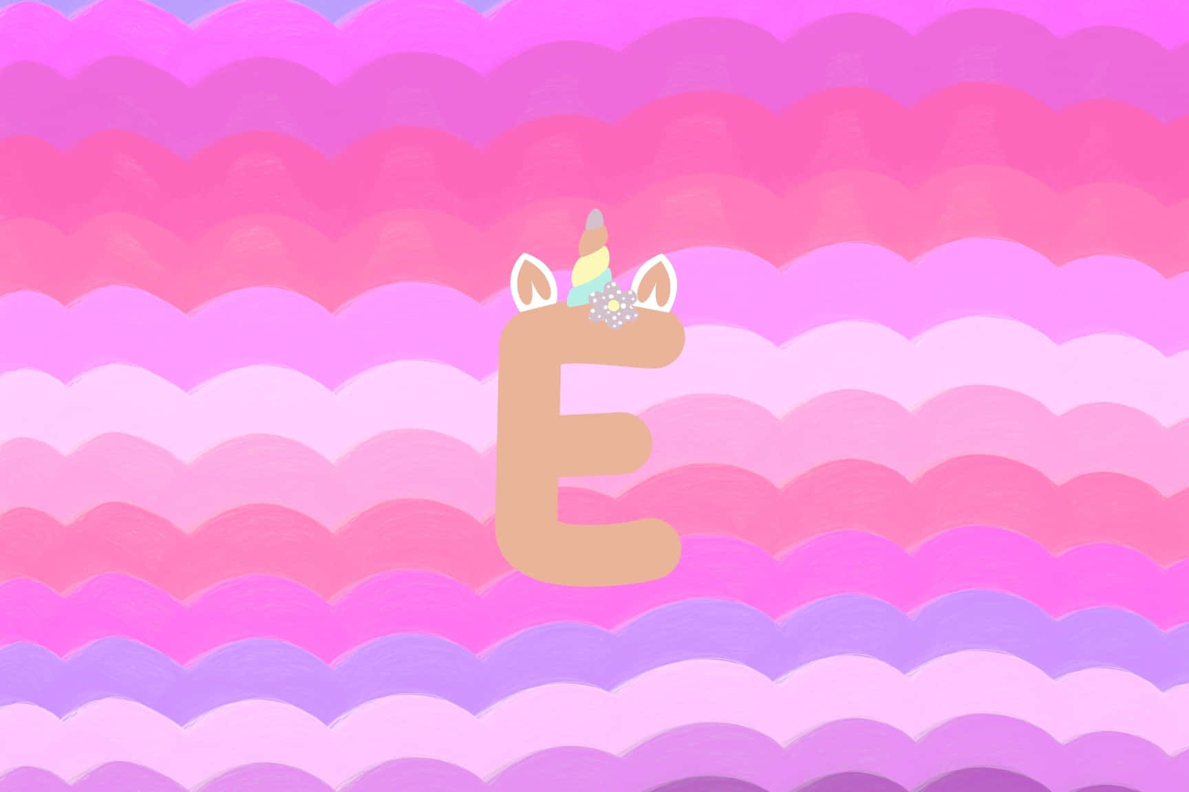 Unicorn Themed Letter E Wallpaper