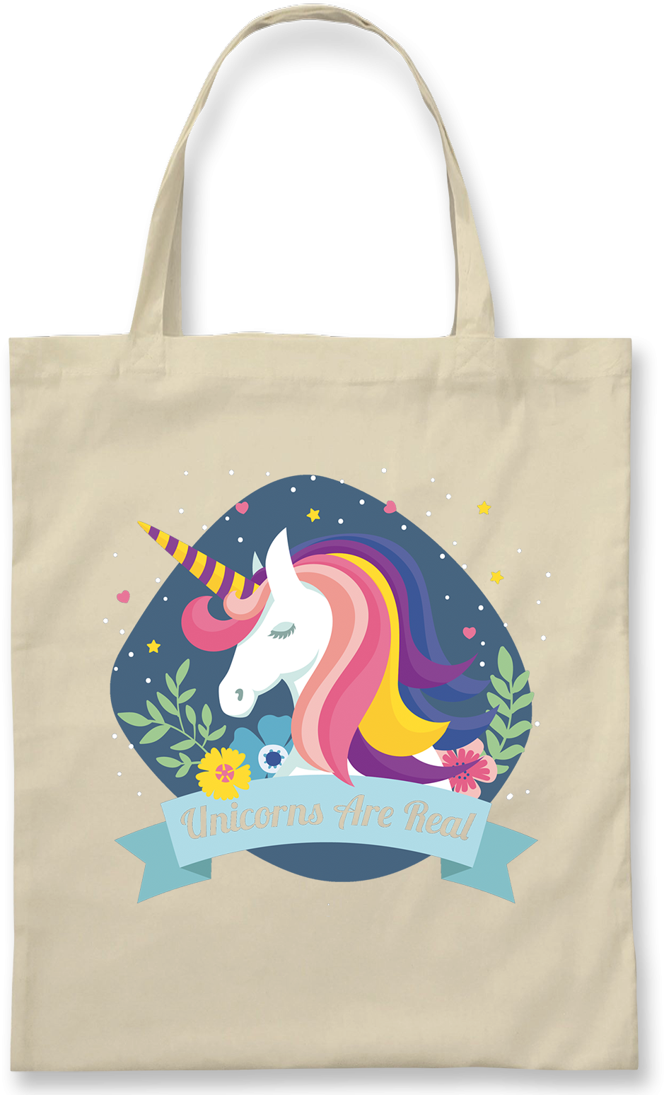 Unicorn Themed Tote Bag Design PNG