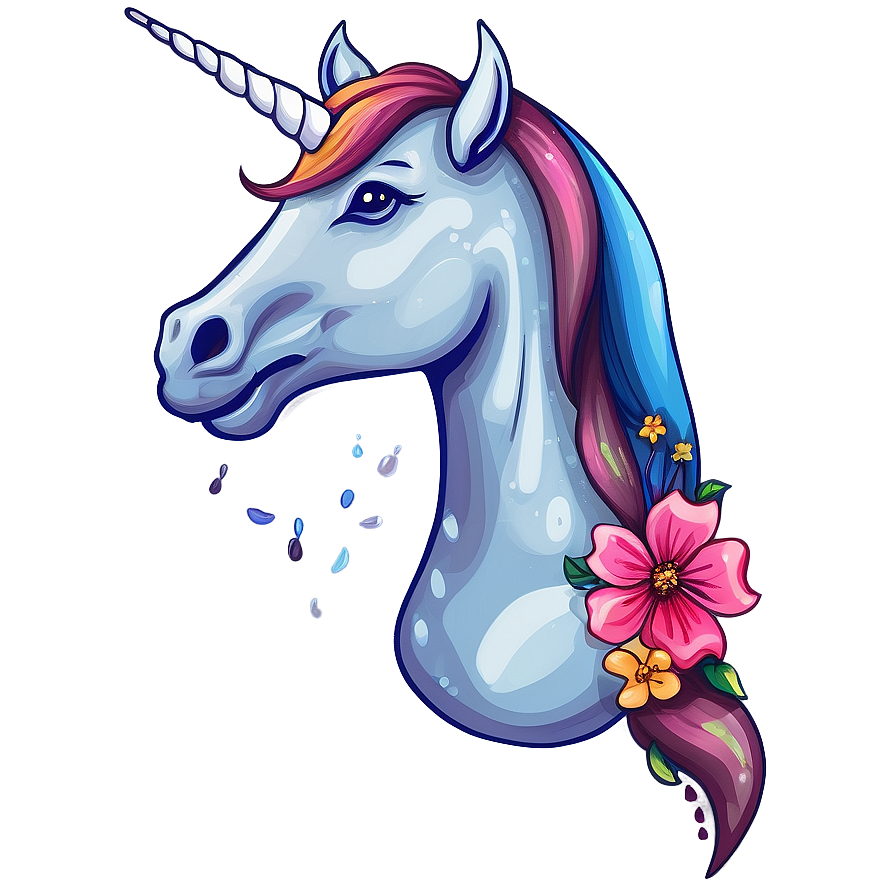 Unicorn With Flowers Png 10 PNG