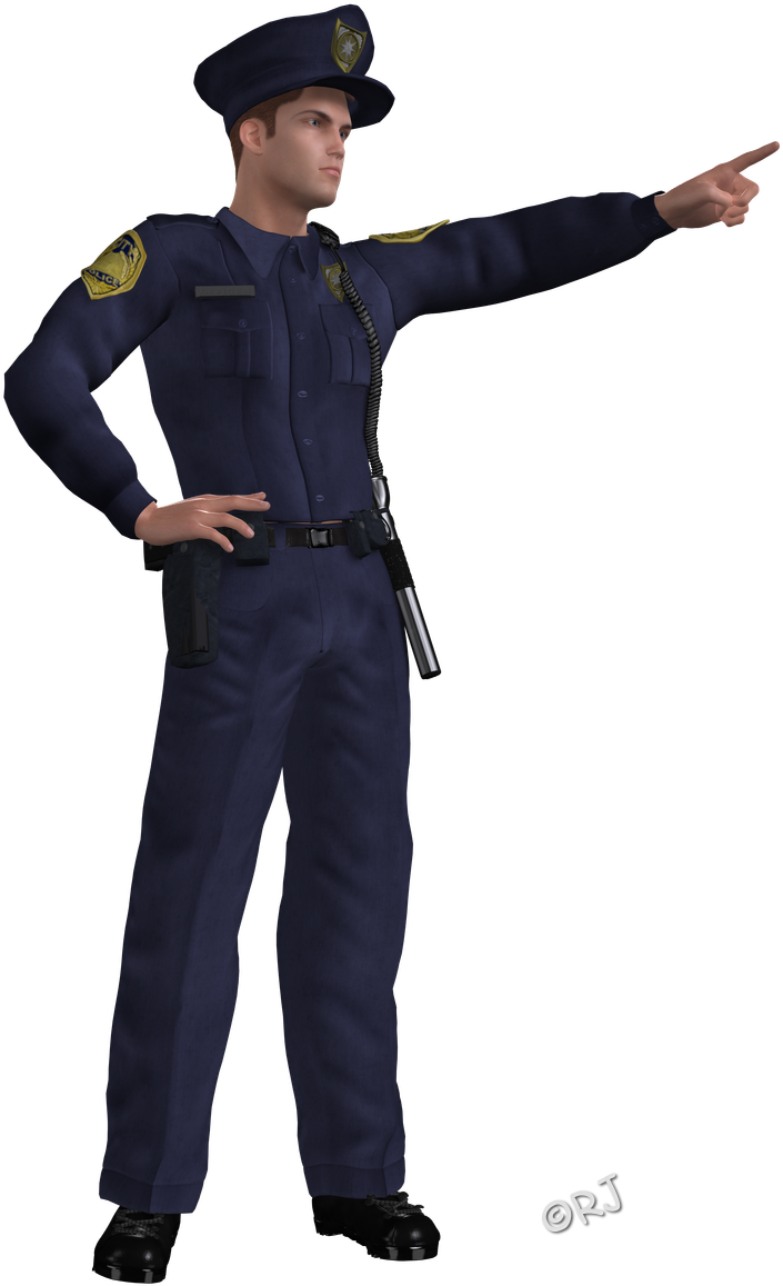 Uniformed Police Officer Pointing PNG