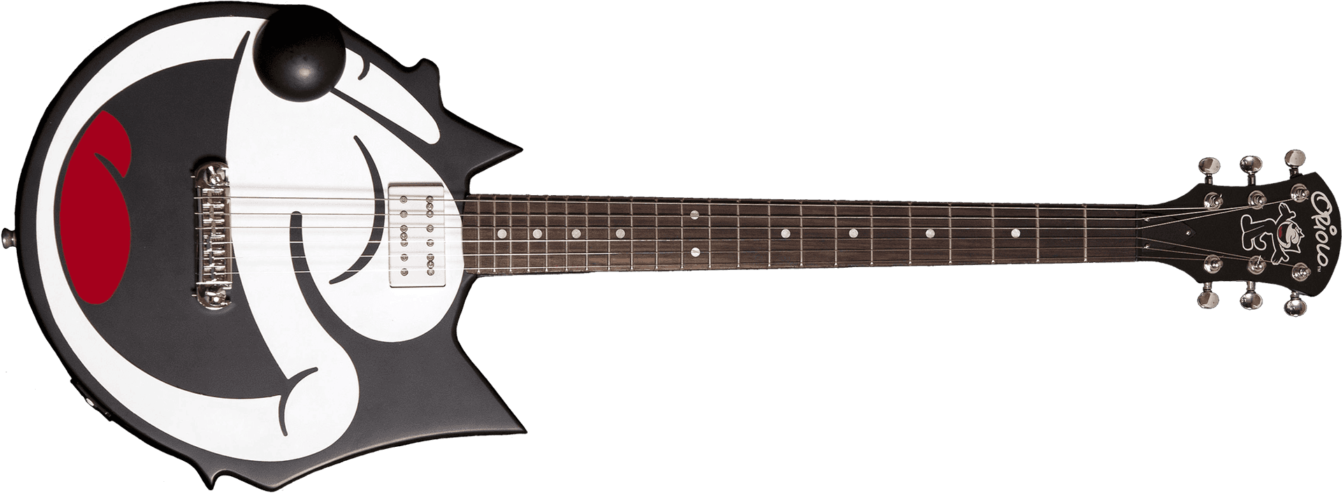 Unique Blackand White Electric Guitar PNG