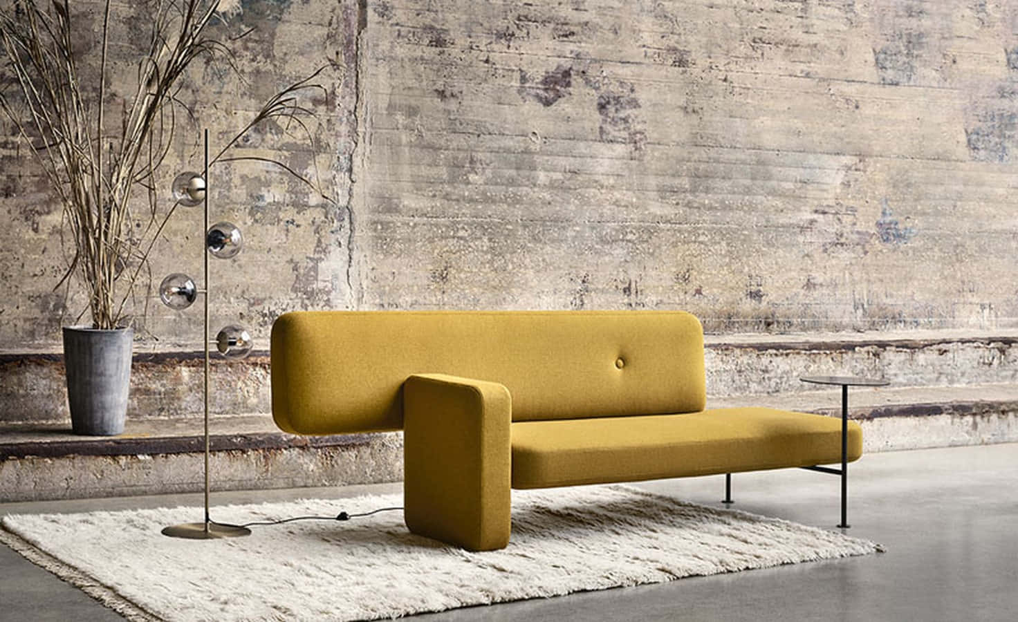 Unique Long Yellow Couch Wallpaper