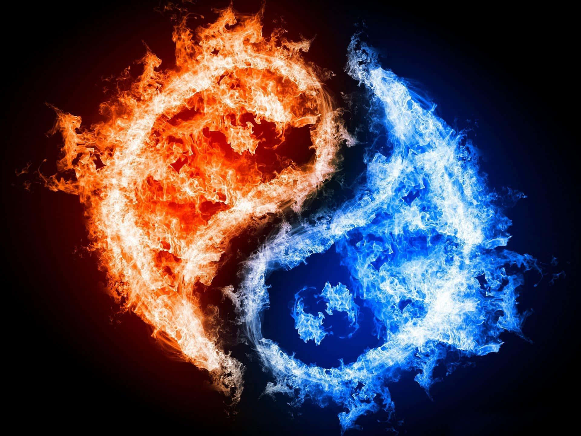 A Blue And Blue Yin Yang Symbol On A Black Background Wallpaper