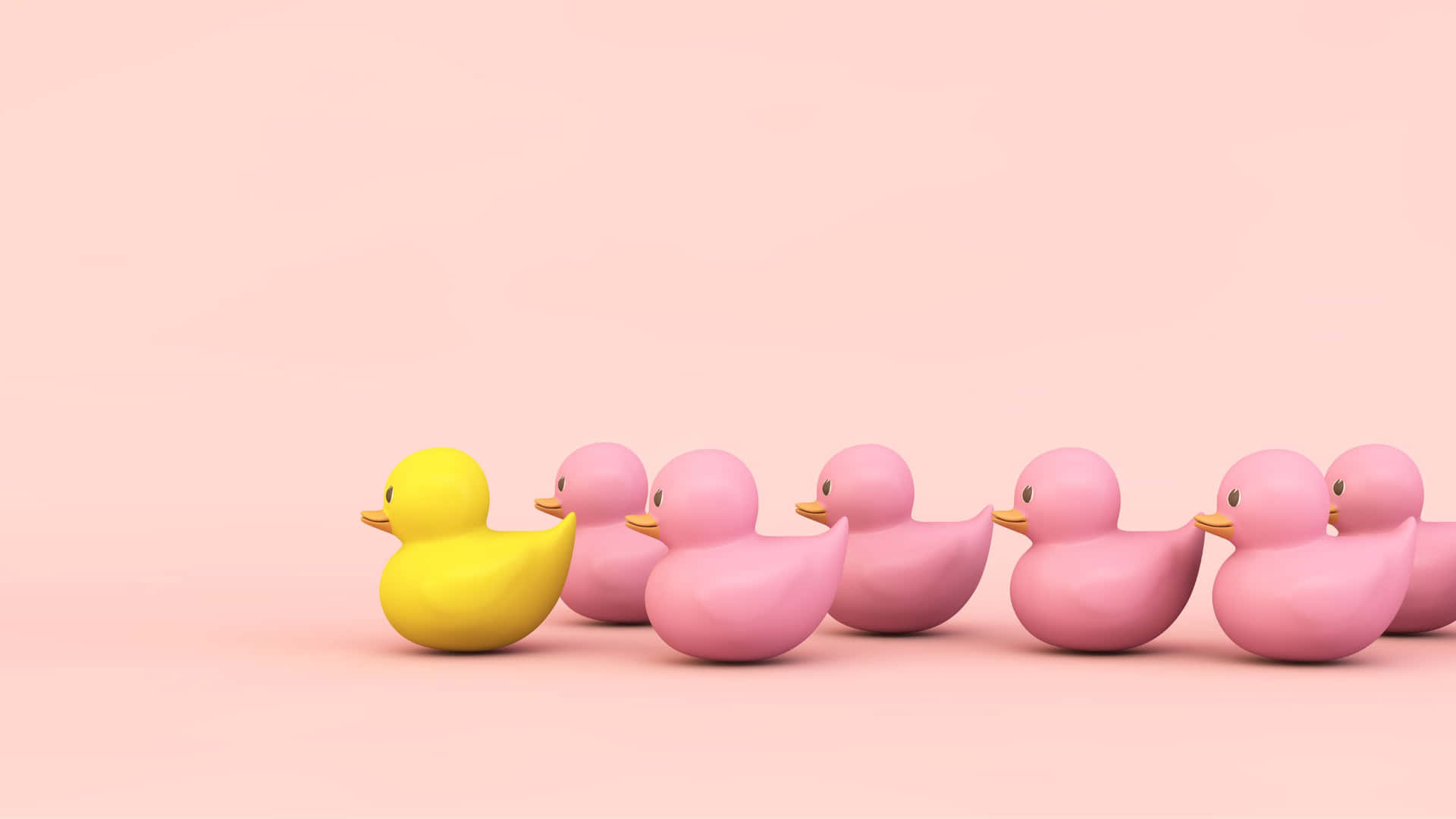 Unique Yellow Rubber Duck Leading Pink Ducks.jpg Wallpaper