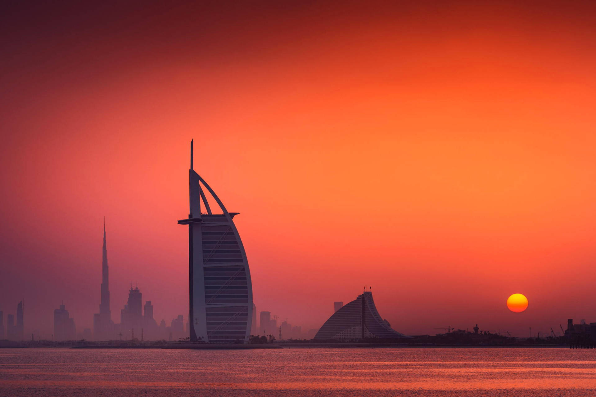 United Arab Emirates Burj Al Arab Dusk Background