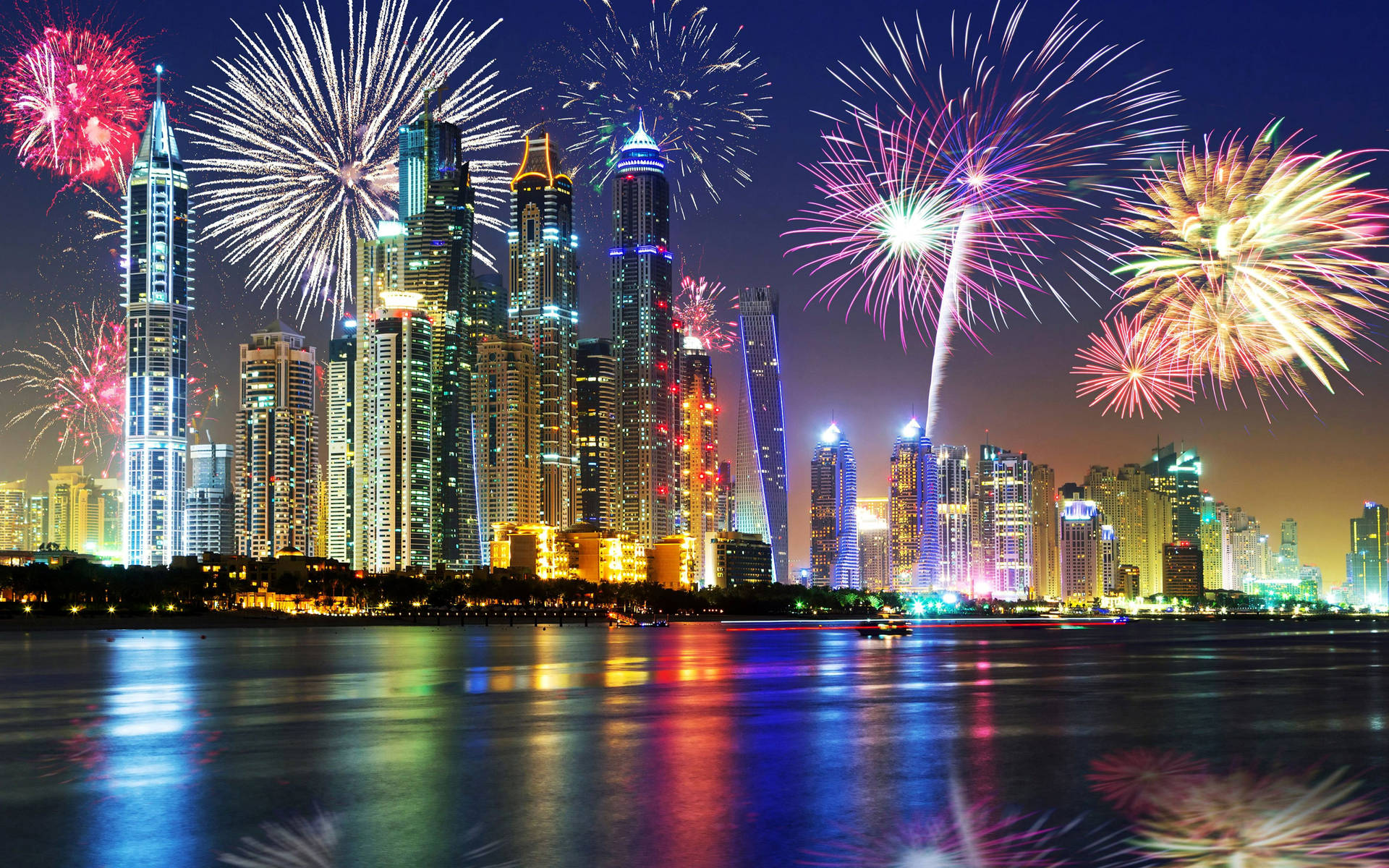 United Arab Emirates Fireworks Display Background