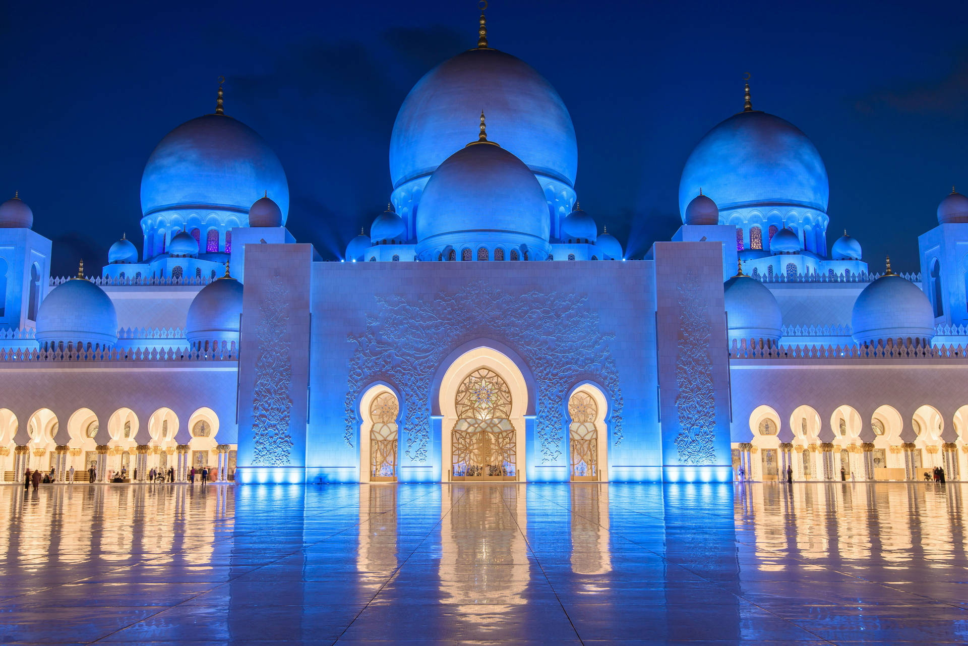 United Arab Emirates Grand Mosque Lights Background