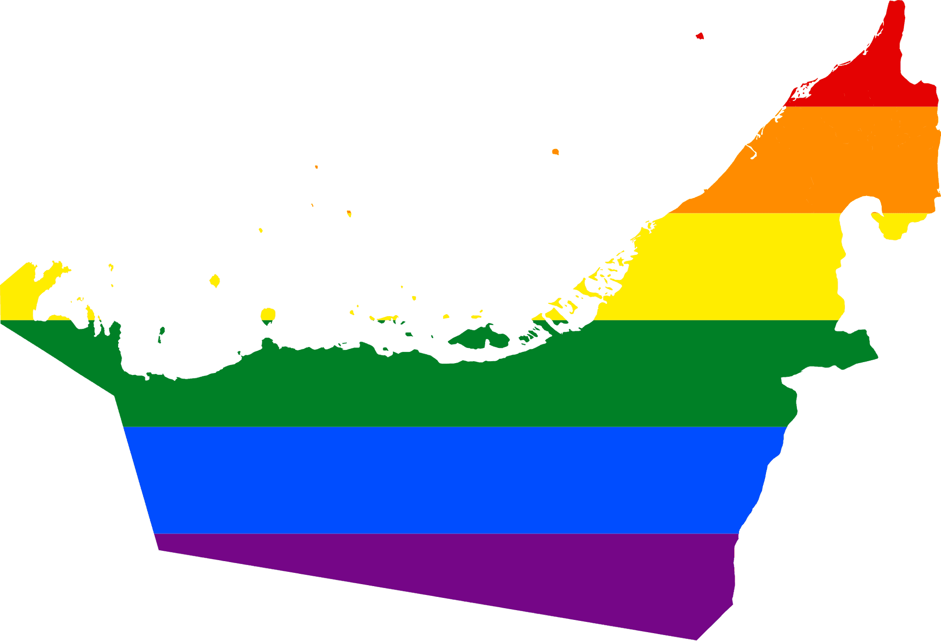 United Arab Emirates Mapin Rainbow Colors PNG