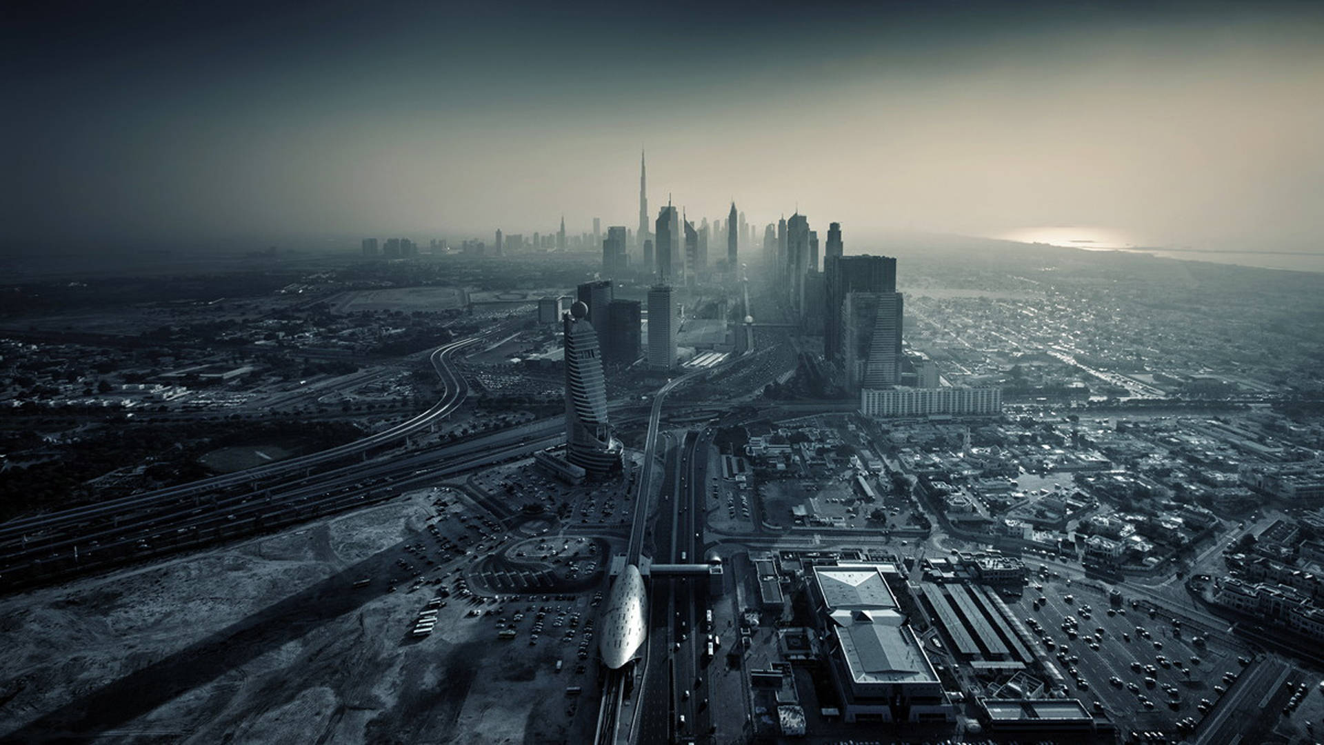 United Arab Emirates Panoramic Greyscale Background