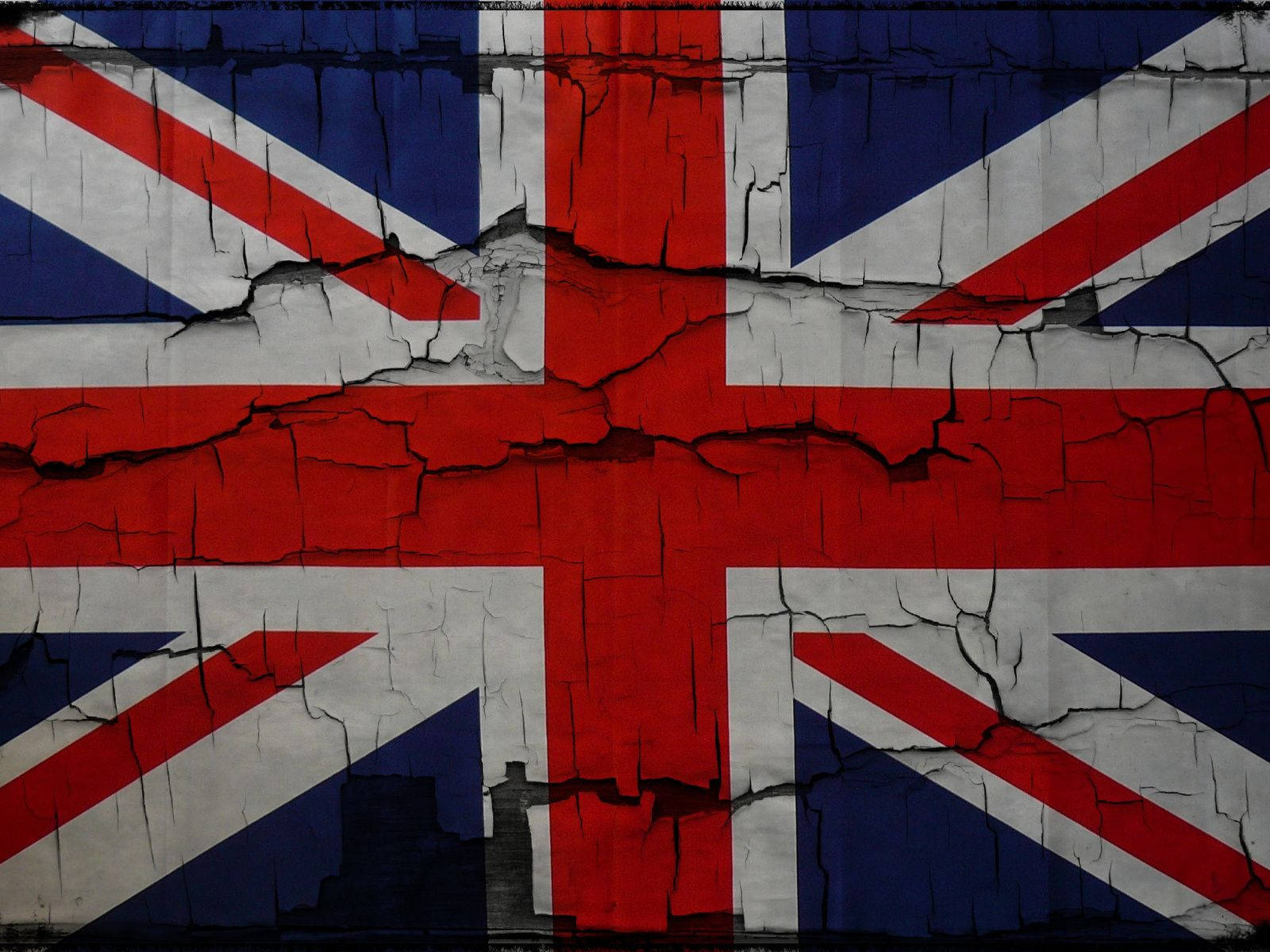 United Kingdom Flag On Cracked Wall Background