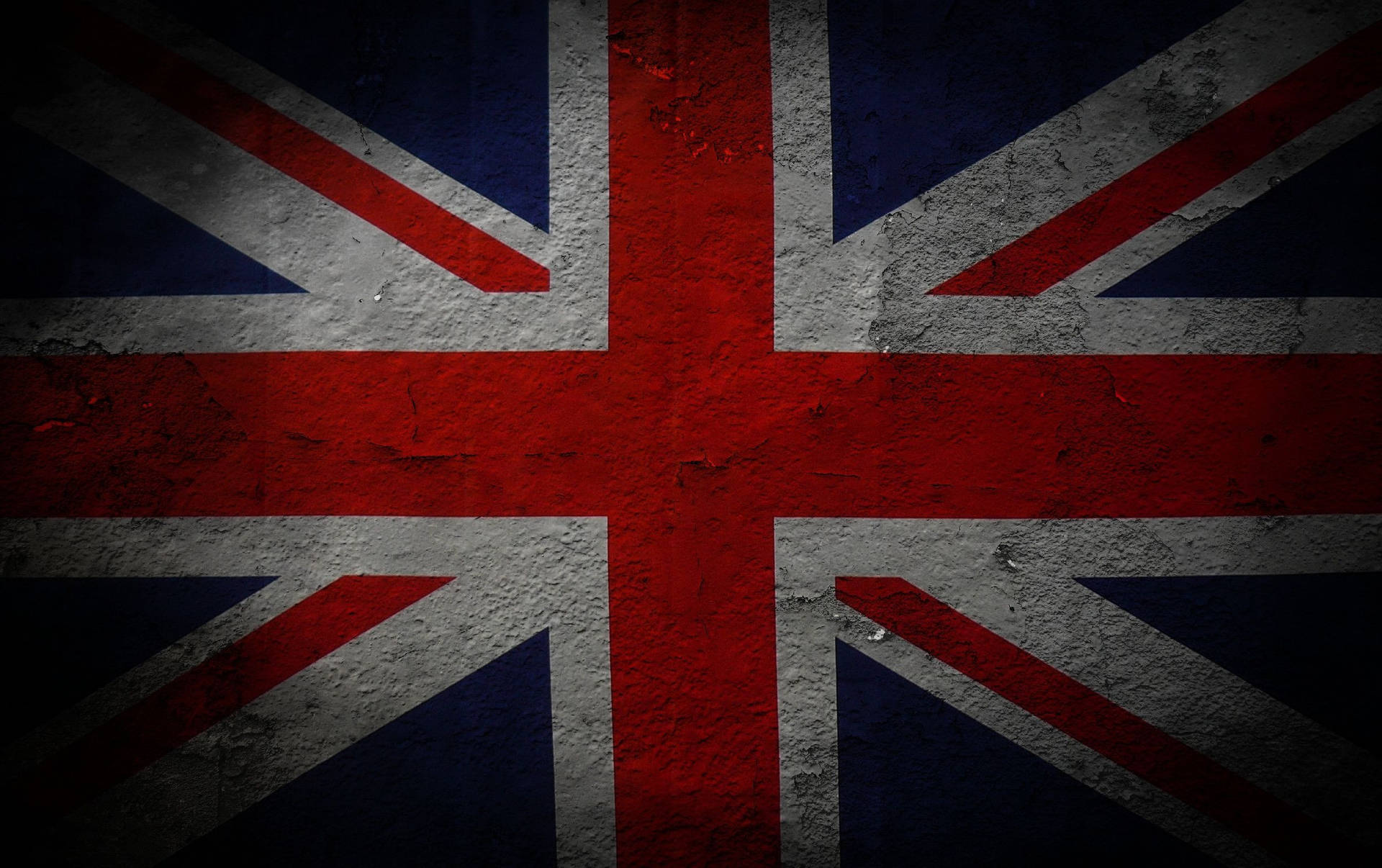 United Kingdom Flag On Uneven Wall Background