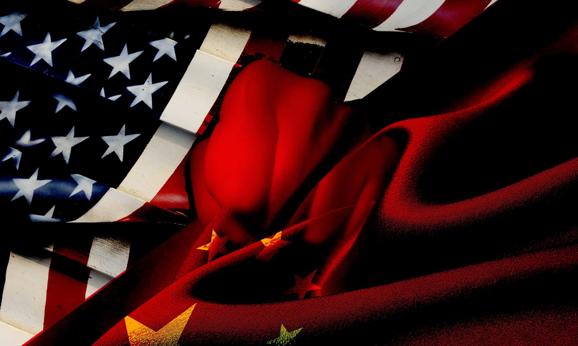 Eineflagge Mit Den Amerikanischen Und Chinesischen Flaggen. Wallpaper