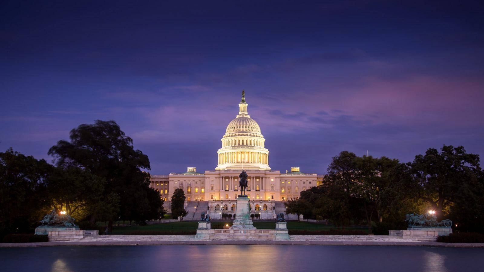 United States Capitol At Night Background
