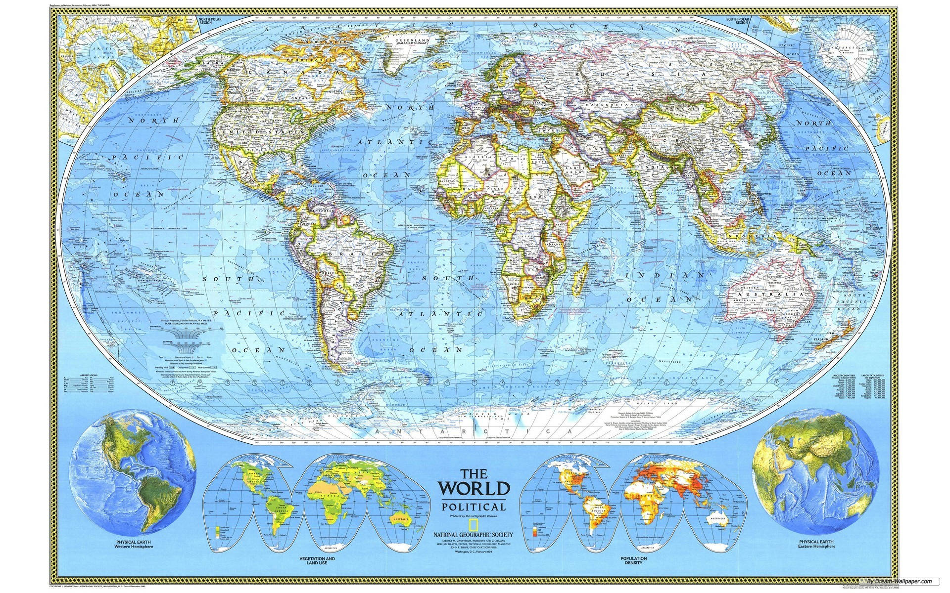 Dieweltkarte Mit Verschiedenen Ländern Und Kontinenten Wallpaper