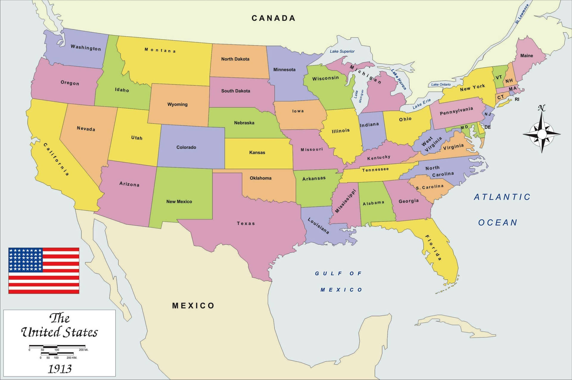 Colordel Borde Del Mapa De Estados Unidos Fondo de pantalla