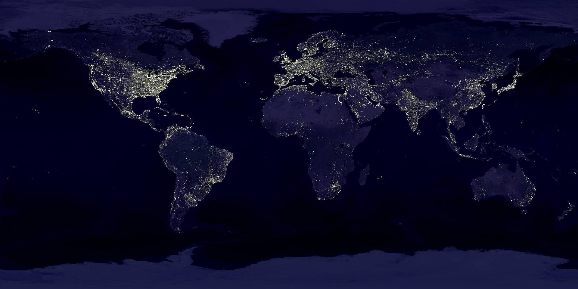 Ettsatellitfoto Av Världen På Natten Wallpaper