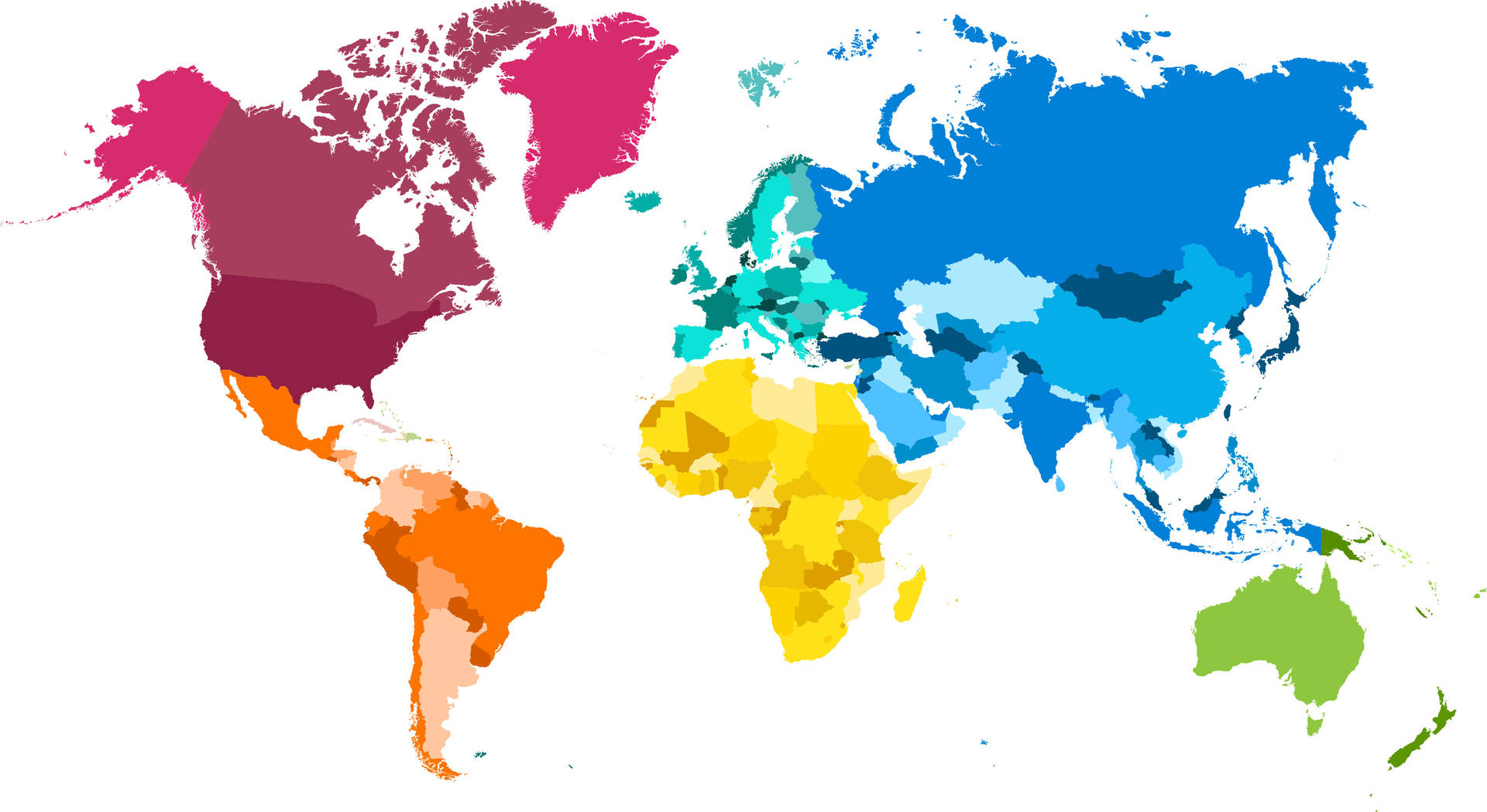 Enfärgglad Världskarta Med Olika Färger Wallpaper