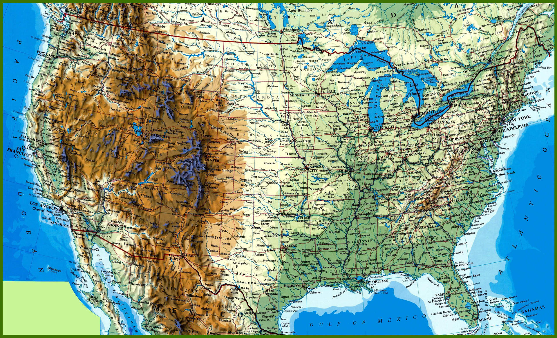 En kort over USA med staterne og de amerikanske hovedstæder. Wallpaper