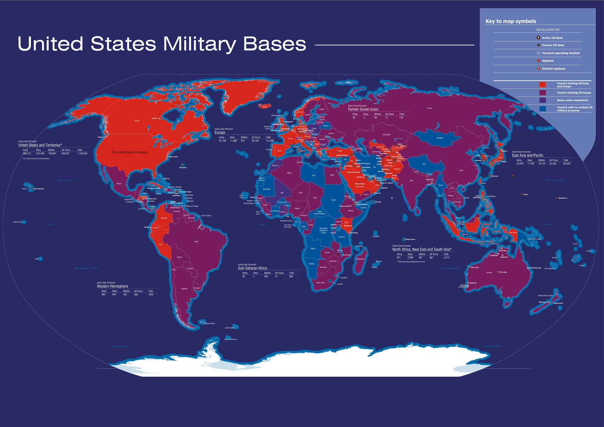 Einekarte Der Militärstützpunkte Der Vereinigten Staaten. Wallpaper