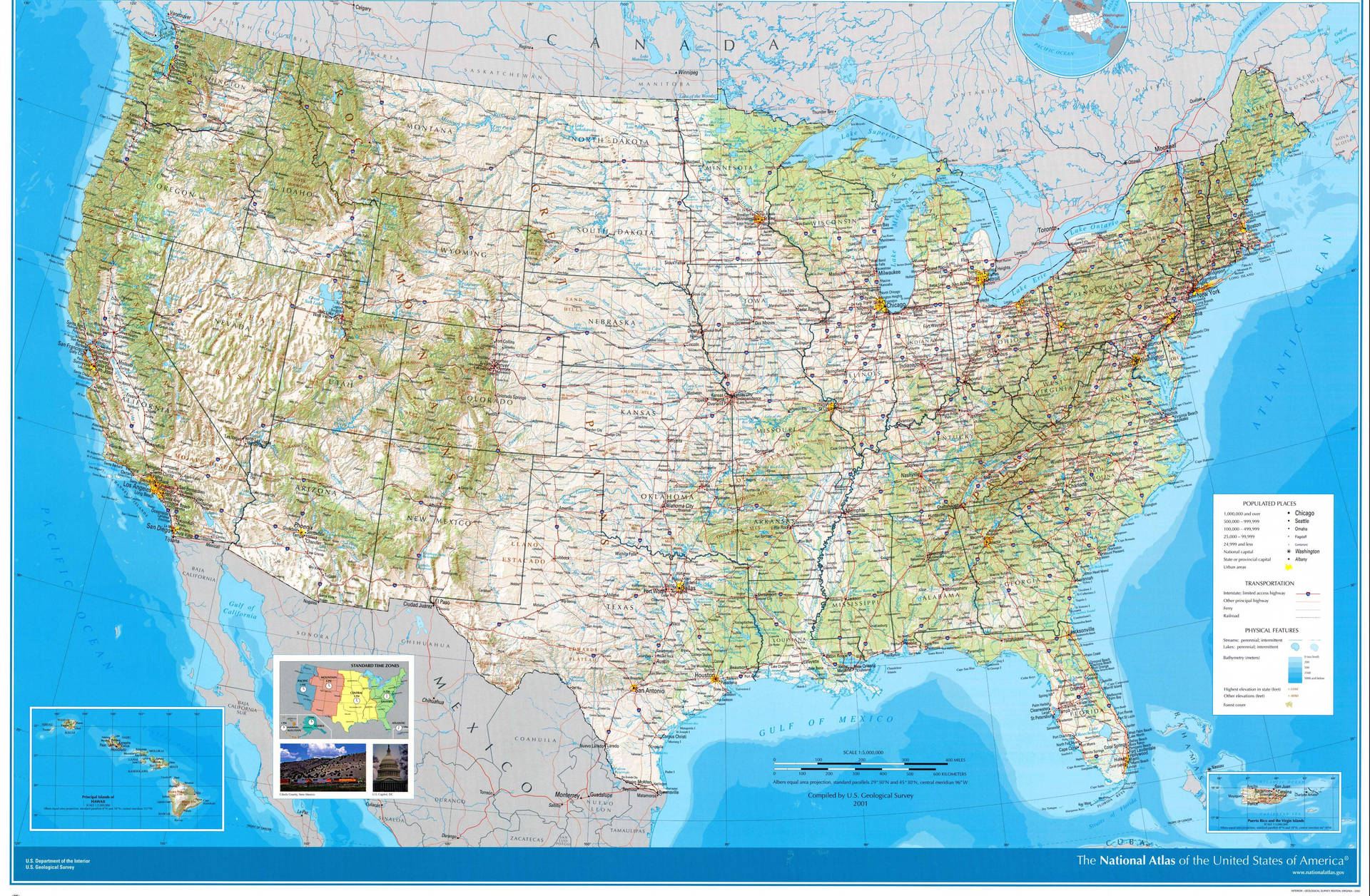Detaljeret Kort over USA Wallpaper